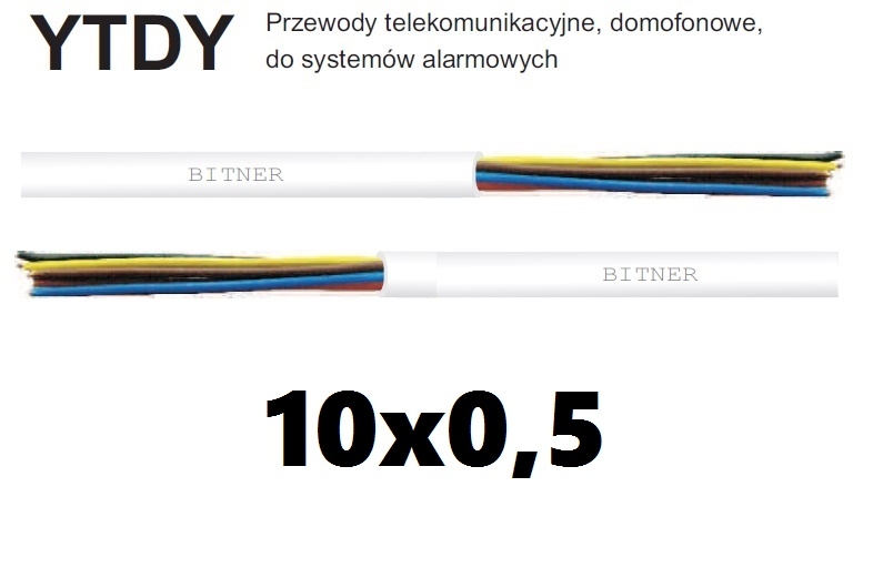 Alarmový kábel YTDY 10 × 0,5 mm pre alarm a domofón Bitner EC-01402